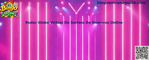 Interface de software com globo virtual de sorteio de números online e painel luminoso de controle interativo
