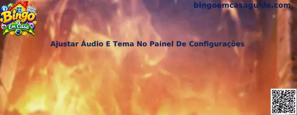 Painel de configurações de áudio e tema